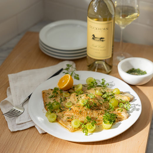 Classic Sole Meuniere with Green Grapes and Sweet Herbs