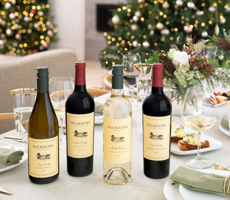 Duckhorn Vineyards wines on a Christmas table
