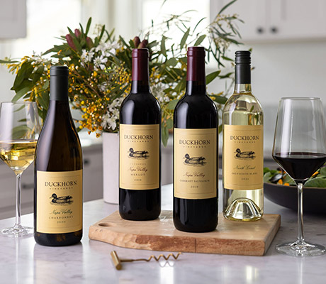 Duckhorn Vineyards wines on a kitchen counter