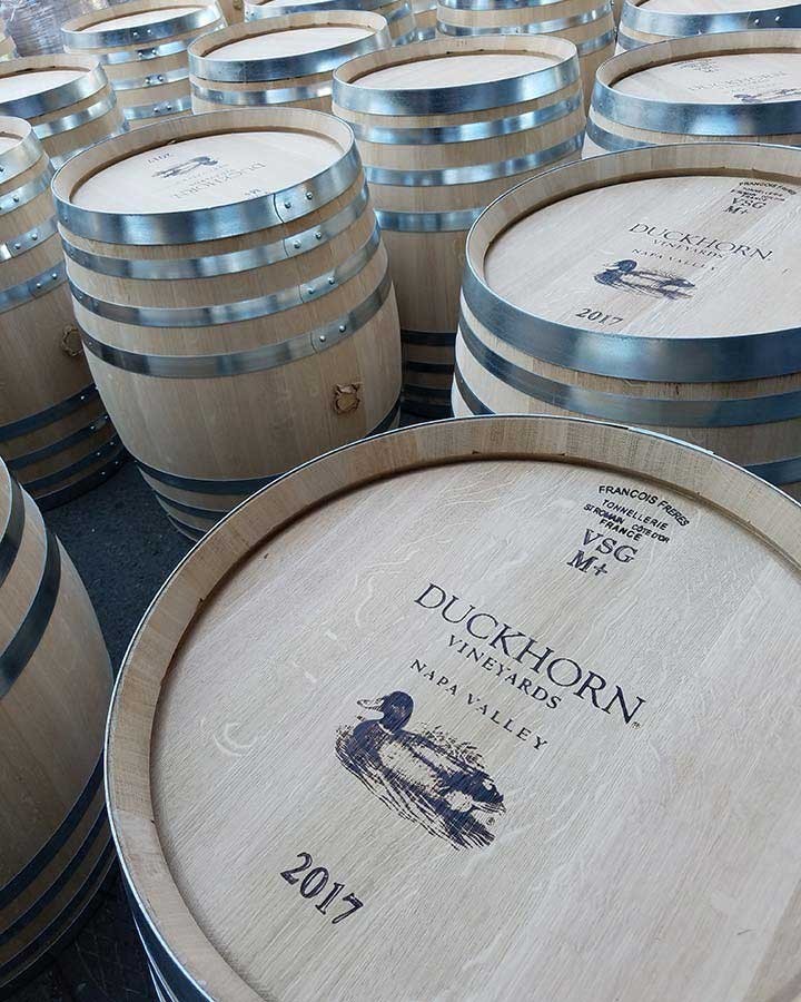 New chardonnay wine barrels