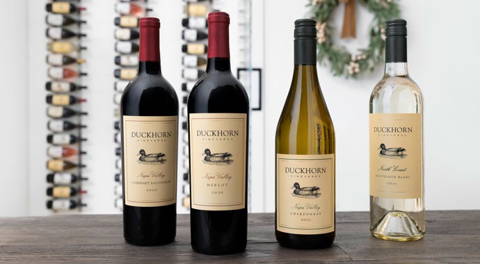 Duckhorn Vineyards wines on a Christmas table