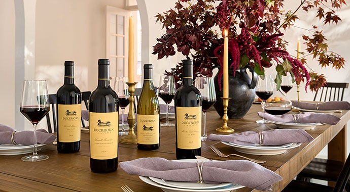 Duckhorn Vineyards wines on a fall table