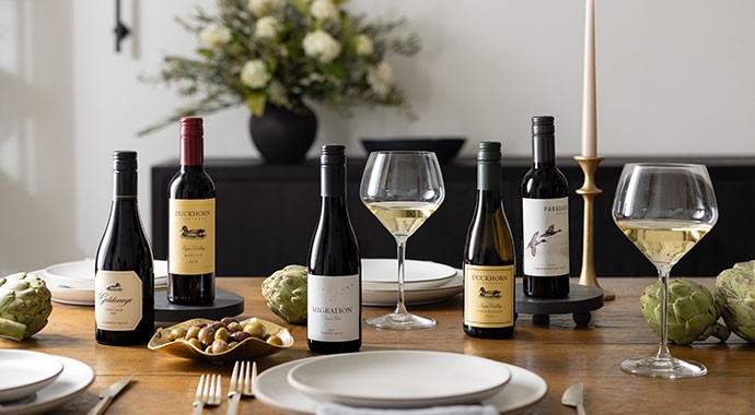 Duckhorn wines on a table