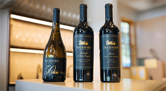 Duckhorn wines on a table